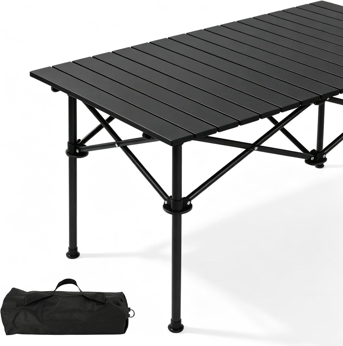 Vouwbare Campingtafel met Opvouwbaar Blad, Ideaal voor Barbecue, Picknick en Tuinfeesten, Inclusief Draagtas, Zwart