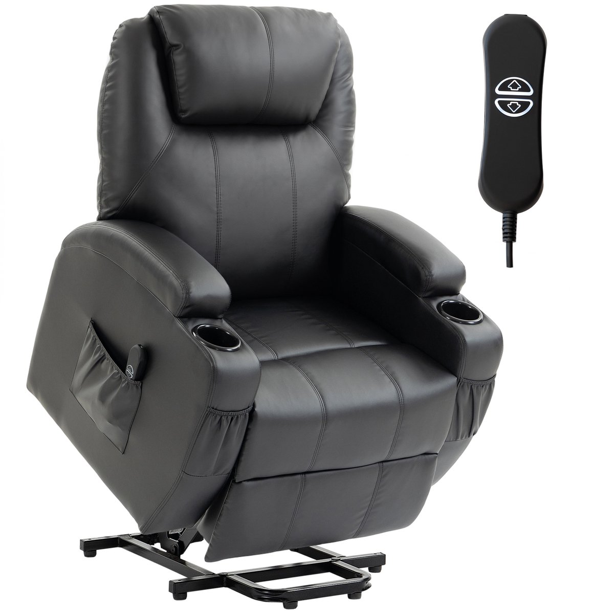 HOMCOM Power Lift Chair-PU-Leder-Schwarz