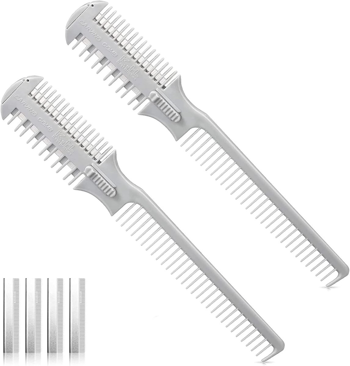 2 Stuks Dubbelzijdige Kam voor Haarverf en Thinning, Inclusief 10 Vervangende Hoofden voor Knippen en Stylen