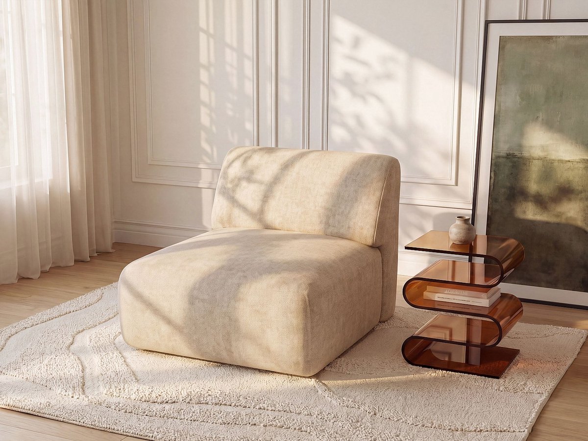 Vente-unique Fauteuil in beige stof van Maison Céphy POGNI