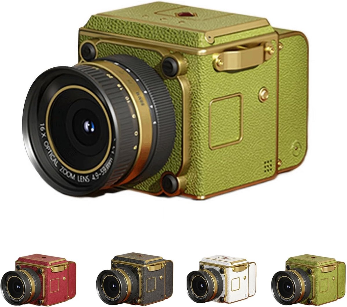 Retro digitale camera - Draagbare retro point-and-shot camera met decoratief design - Compacte autofocuscamera met ondersteuning voor 2.7K video-opname, 56 MP, geschikt voor beginners, kinderen en tieners - Groen