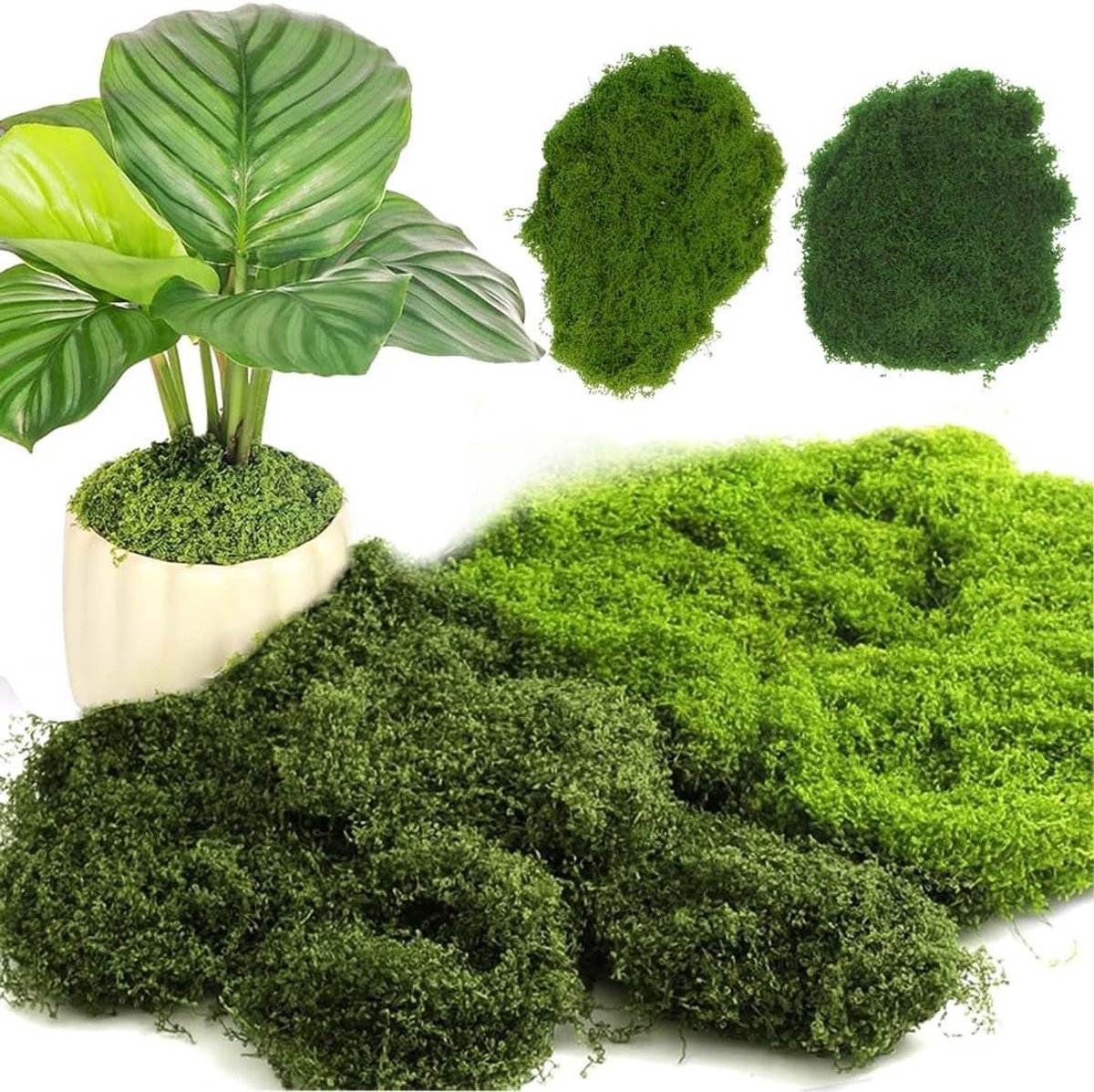 Kunstmos voor decoratie en knutselen - 100 g donkergroen en lichtgroen, ideaal voor modelbouw, kerststal en wanddecoratie