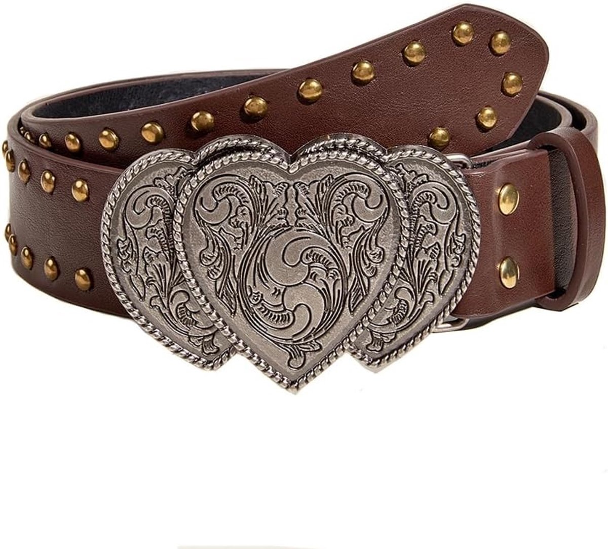 Dunne Mode Riem met Hartgesp en Nieten van PU Leer voor Casual Jeans en Jurken bij Feestjes en Bruiloften