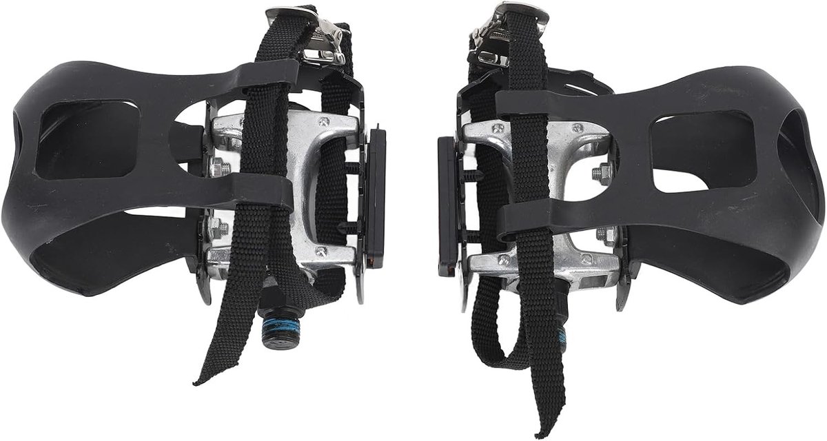 Aluminium Fietspedalen 9/16" met Verstelbare Teenspanners en Straps voor Stationaire Fietsen, Mountainbikes en Wegfietsen