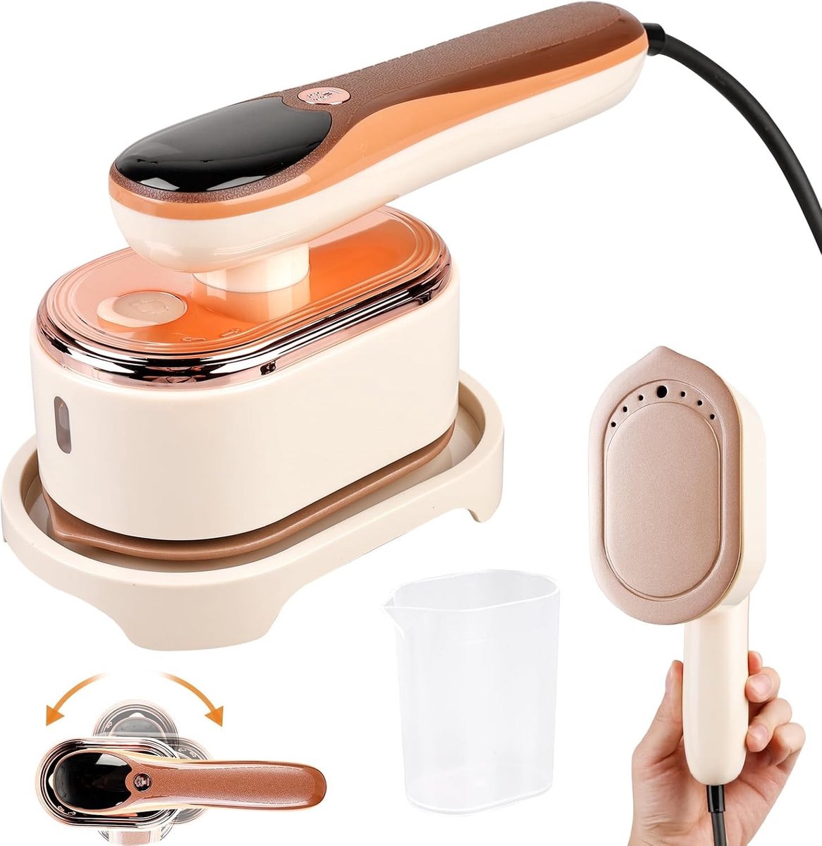 Stoomstrijkijzer 1300 W met 180 ml waterreservoir, opvouwbaar en ideaal voor thuis, op kantoor en onderweg, met 3 stoomstanden en droogstrijken