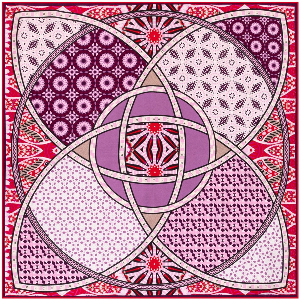 ROECKL sjaal Kaleidoskope 53x53 Red / Wine rood