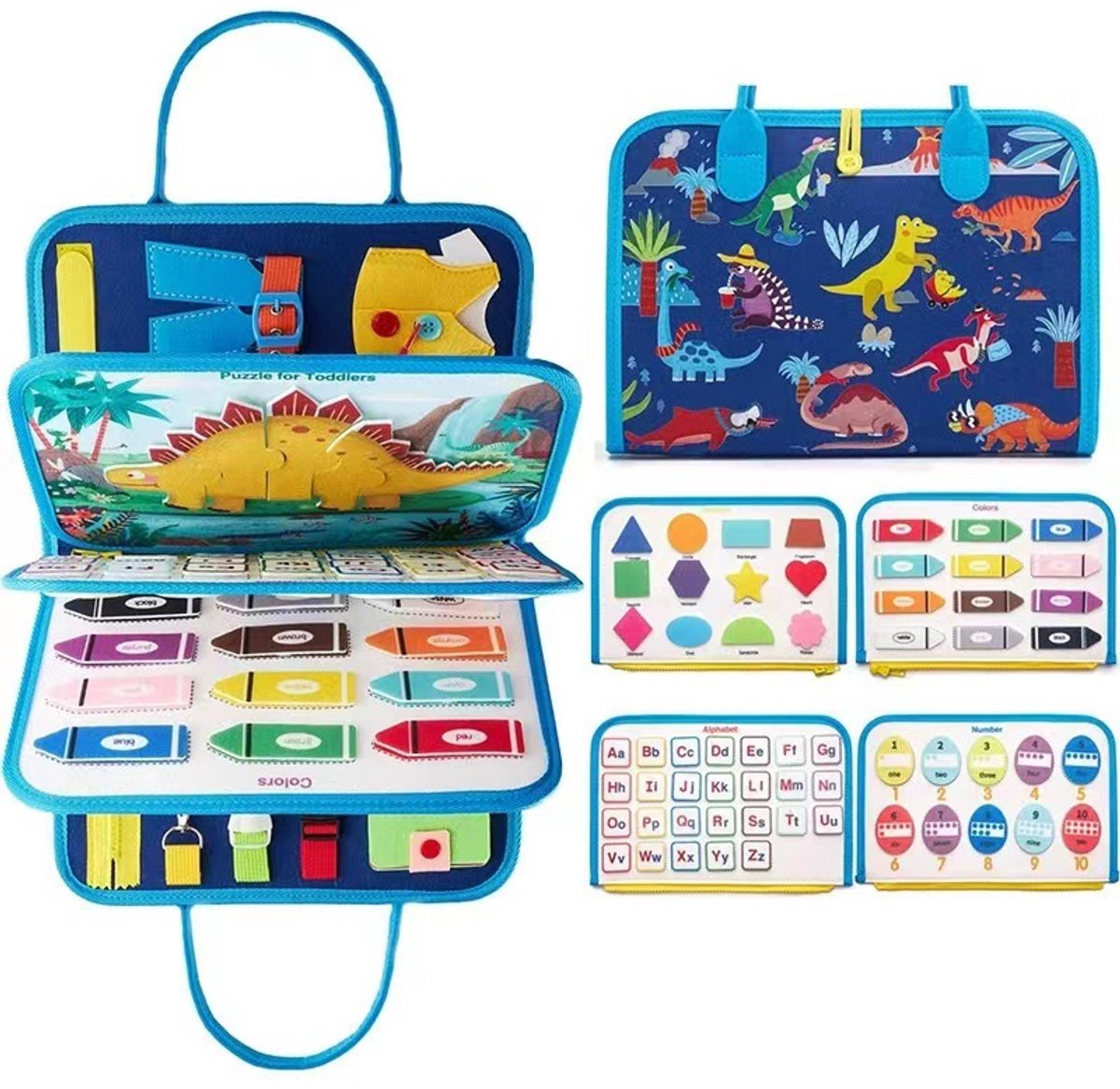 Montessori Activiteitenboek - Busy Board - Montessori speelgoed - Dinosaurus Boek - Educatief Speelgoed - Sensorisch Speelgoed - Reisspeelgoed - Jongens Meisjes speelgoed 3 jaar