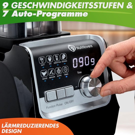 Krachtige Blender - Smoothie Maker - Gezonde Drankjes Maken - 2000 Watt Vermogen - 2 Liter - Zwart — afbeelding 5