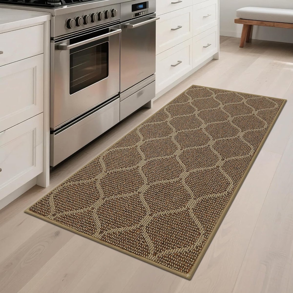 Keukenloper - 60 x 120 cm - Polypropeen - Modern - Antislip - Machinewasbaar - Beige en Bruin