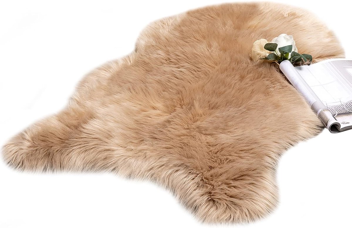 Vloerkleed - 60 x 90 cm - Polyester - Hoogpolig - Vloerverwarming - Bont