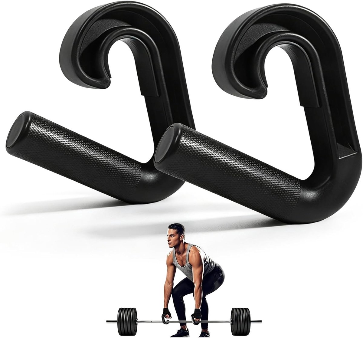 Dubbele D Krachtgrepen voor Optrekstangen - 90° Haaktrekgrepen, Bevestigingen en Accessoires voor Thuis Gym, Ideaal voor Krachttraining en Fitness