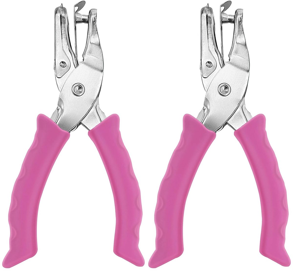 Enkelvoudige perforator - 1/4 inch (ca. 6 mm) - Geschikt voor knutselwerk - Compacte perforator met softgrip-handgreep - Ideaal voor papierknutselen thuis, op kantoor en in de klas - Roze - 2 stuks