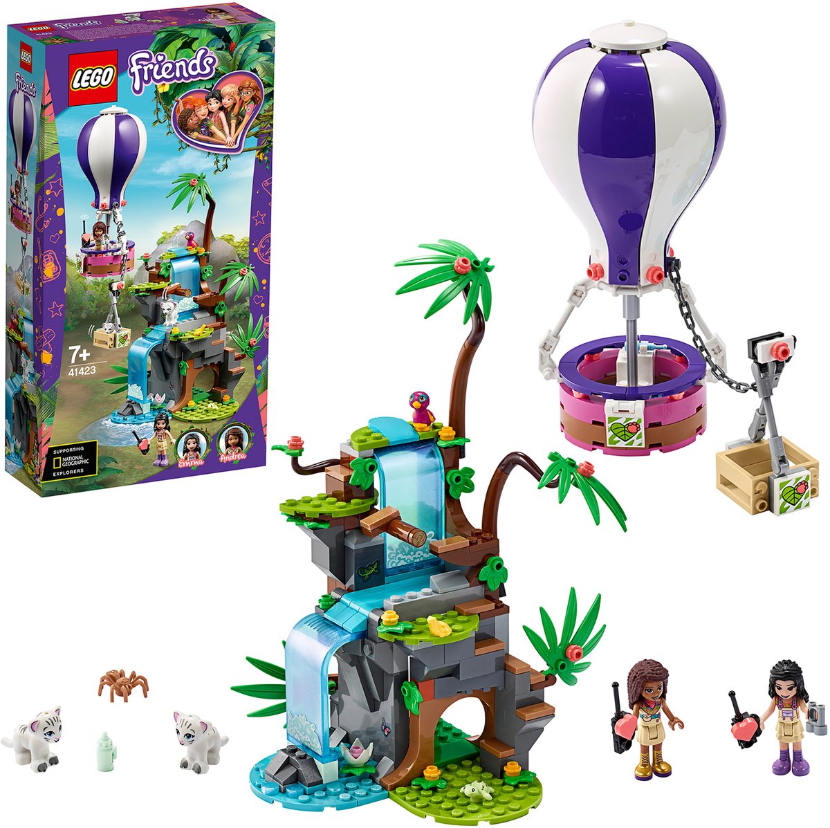 LEGO Friends Tijger reddingsactie met luchtballon in jungle 41423 — afbeelding 6