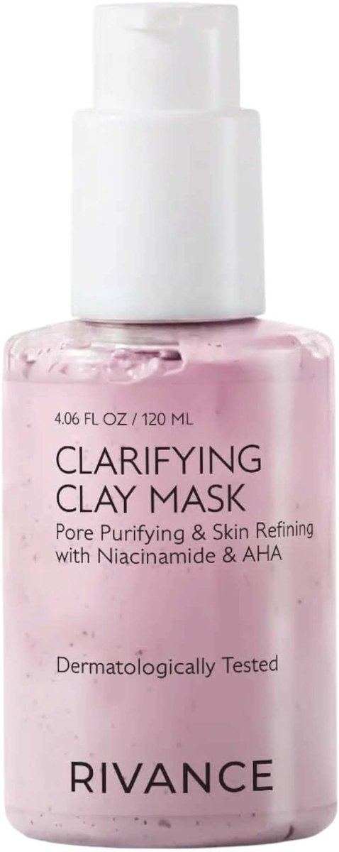 Rivance Clarifying Clay Mask – Kleimasker met Niacinamide & AHA – Voor Poriën en Vette Huid – Tea Tree – 120 ml