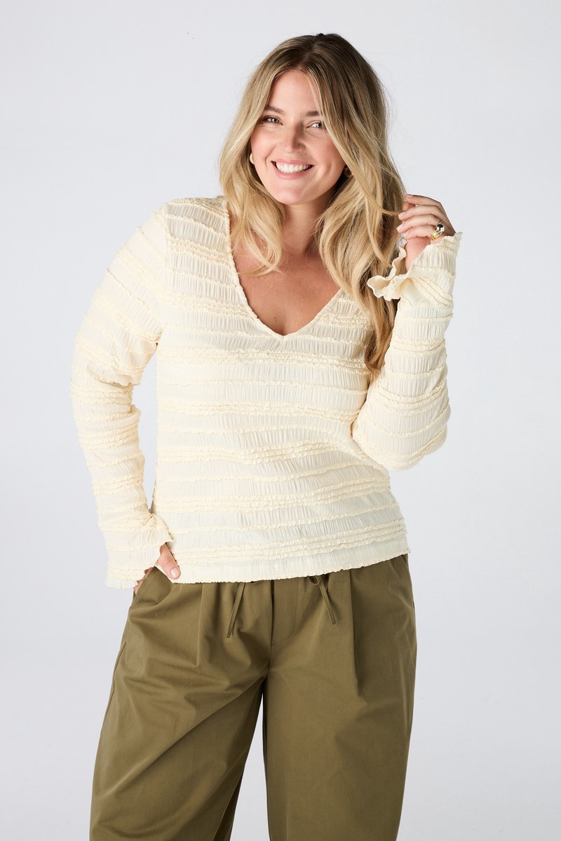 MS Mode Top Kanten top met ruffles