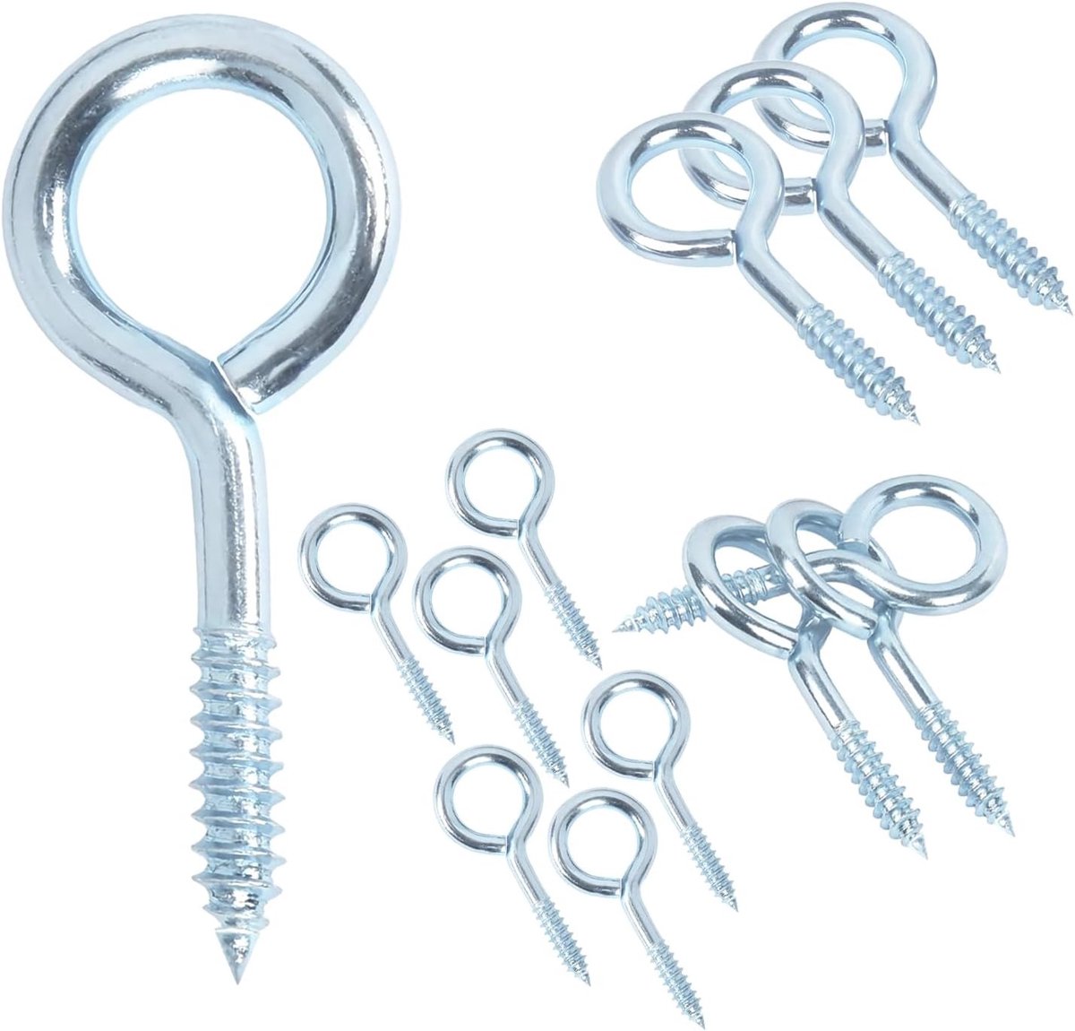 10 Stuks Oogschroeven 50mm, Ceiling Hooks, Ring Schroeven voor Tuin, Hout en Bloem Pendant, Zilver