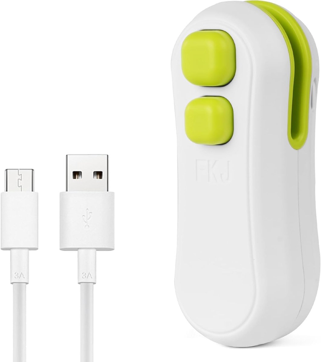Mini Bag Sealer 2-in-1, USB Oplaadbare Verpakkingselement met Snijfunctie voor Plastic en Snackzakken, Ideaal voor Voedselopslag - Wit