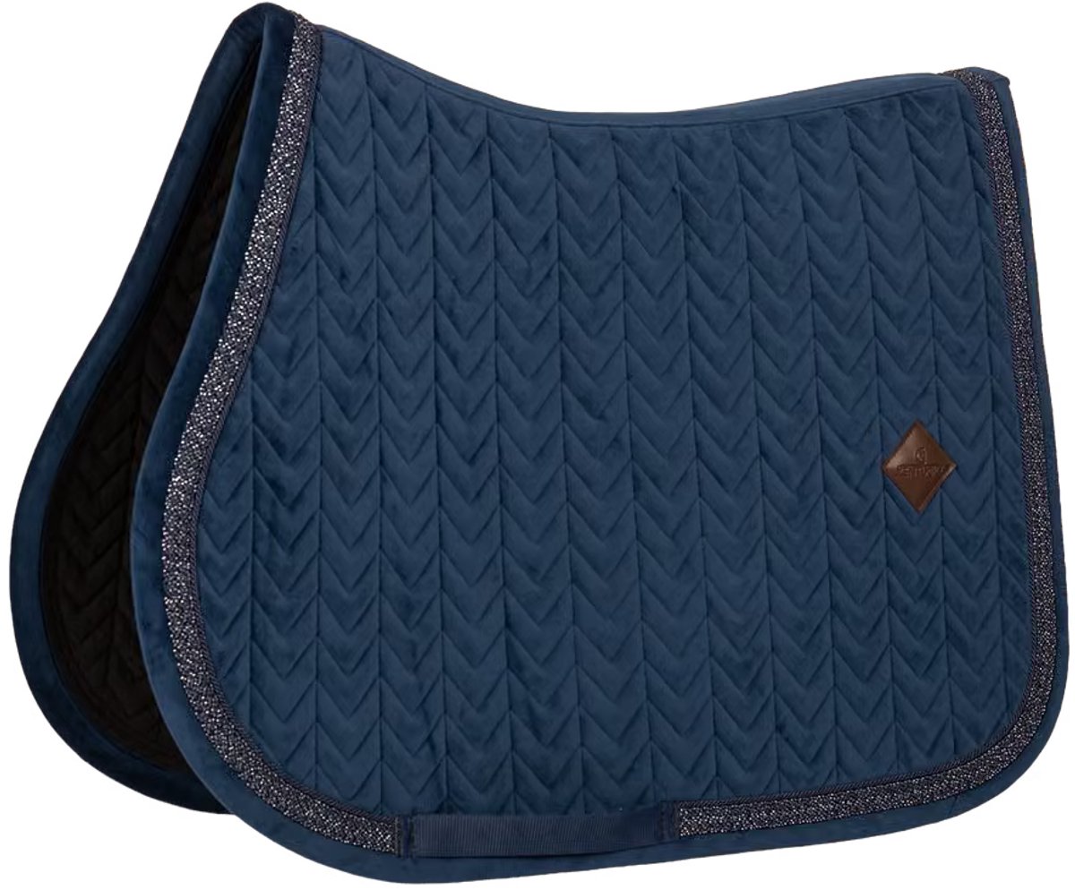 Kentucky Velvet Fishbone Zadeldoek met Glitter Koord Jumping Full Navy