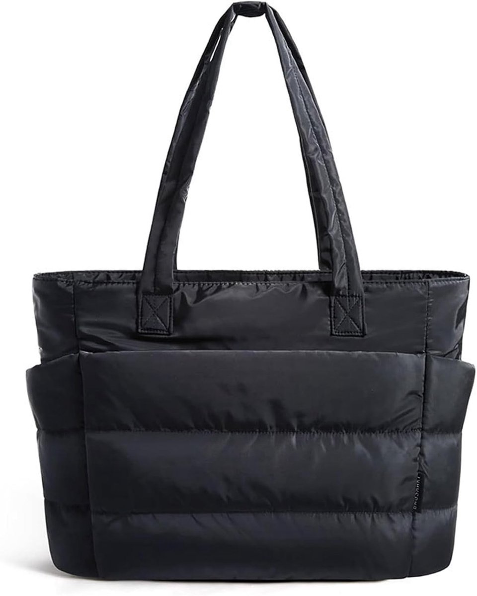 Dames Puffer Bag 50 cm, Lichtgewicht Puffy Schoudertas met Grote Compartimenten voor Werk, Reizen en Winkelen