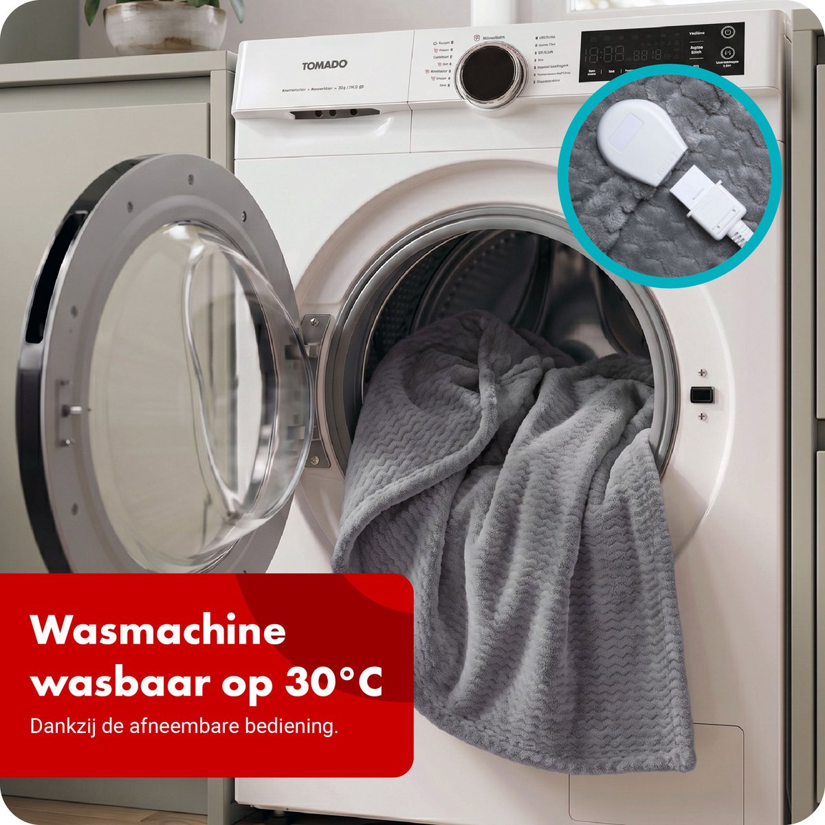 Tomado TEB1803G - Elektrische bovendeken 1 persoons - Warmtedeken - Omslagdeken - Superzachte fleece stof - 180 x 130 cm – foto 7