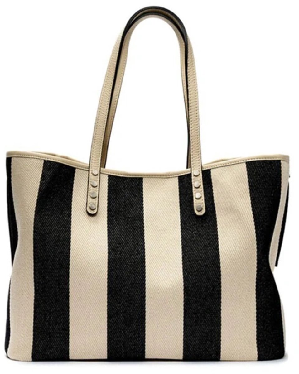 Stuff Maker shopper Kim in zwart/beige gestreept