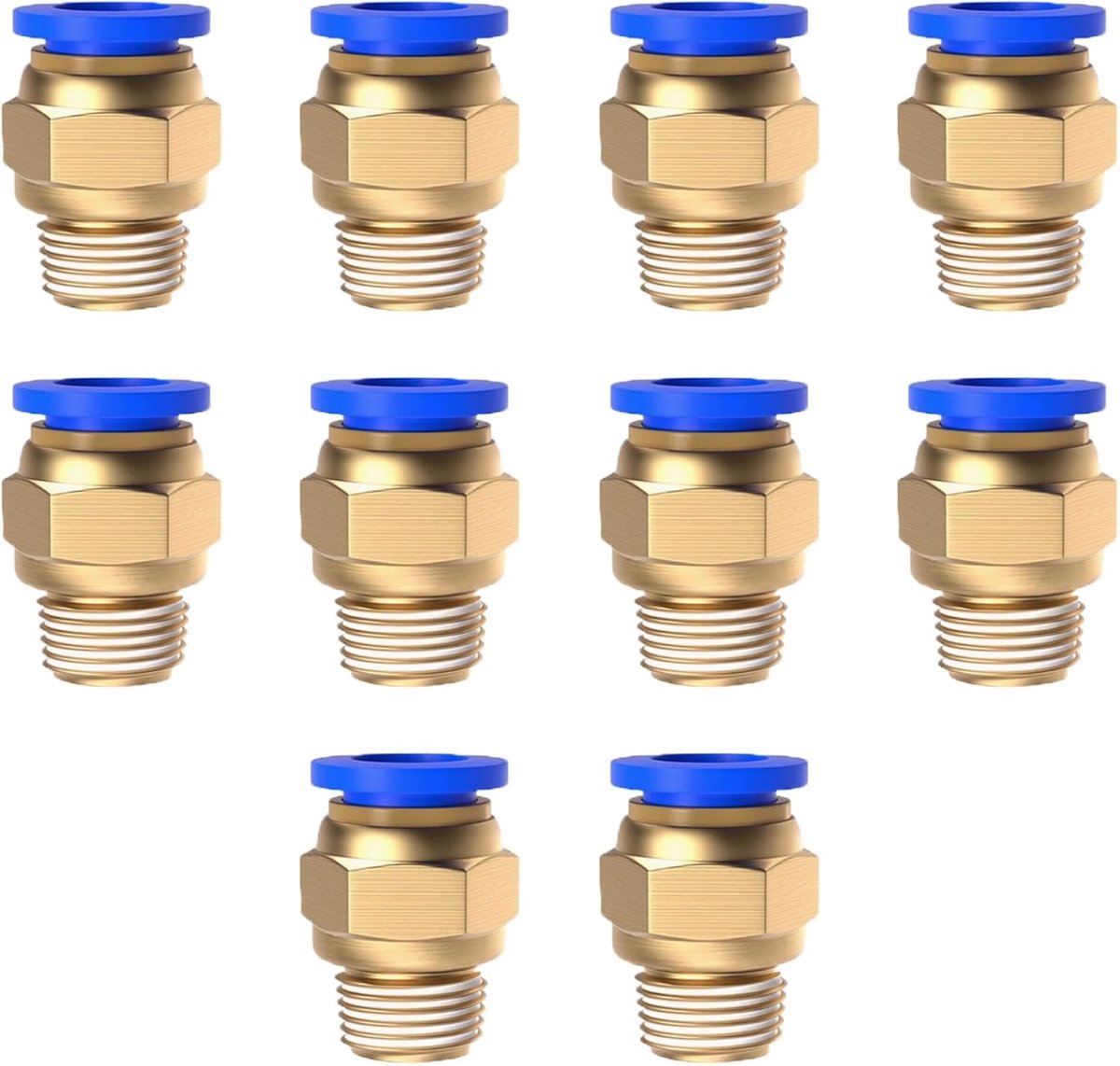 Push-in Fitting voor Pneumatische Slangen 1/4" 1/8" 3/8" 4mm 6mm 8mm 10mm - Snelle Aansluitingen voor Luchttransport en Industrie - 10 Stuks