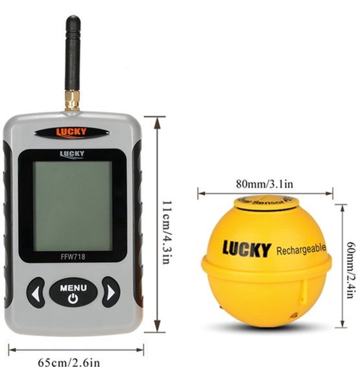 Draagbare Visdetector Draadloos Professioneel - Sonar Fishfinder Met Puntmatrix - Voor Zoet En Zout Water - Met Alarmfunctie