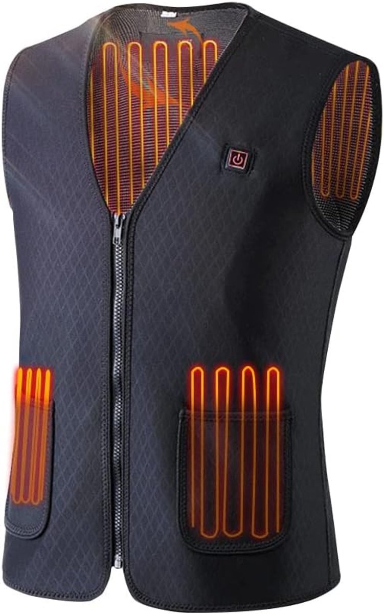 Verwarmd Vest Heren Dames, USB Elektrisch Verwarmd Vest Warm, 3 Temperatuurniveaus Elektrisch Verwarmd Warm Vest voor Motorjacht Outdoor Camping Skiën (XL)