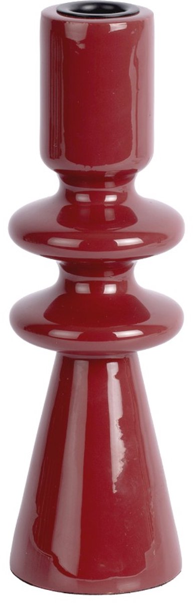 Present Time Kandelaar Cadiz Double Ring - Bordeauxrood - 7x7x22cm - Scandinavisch - Hout