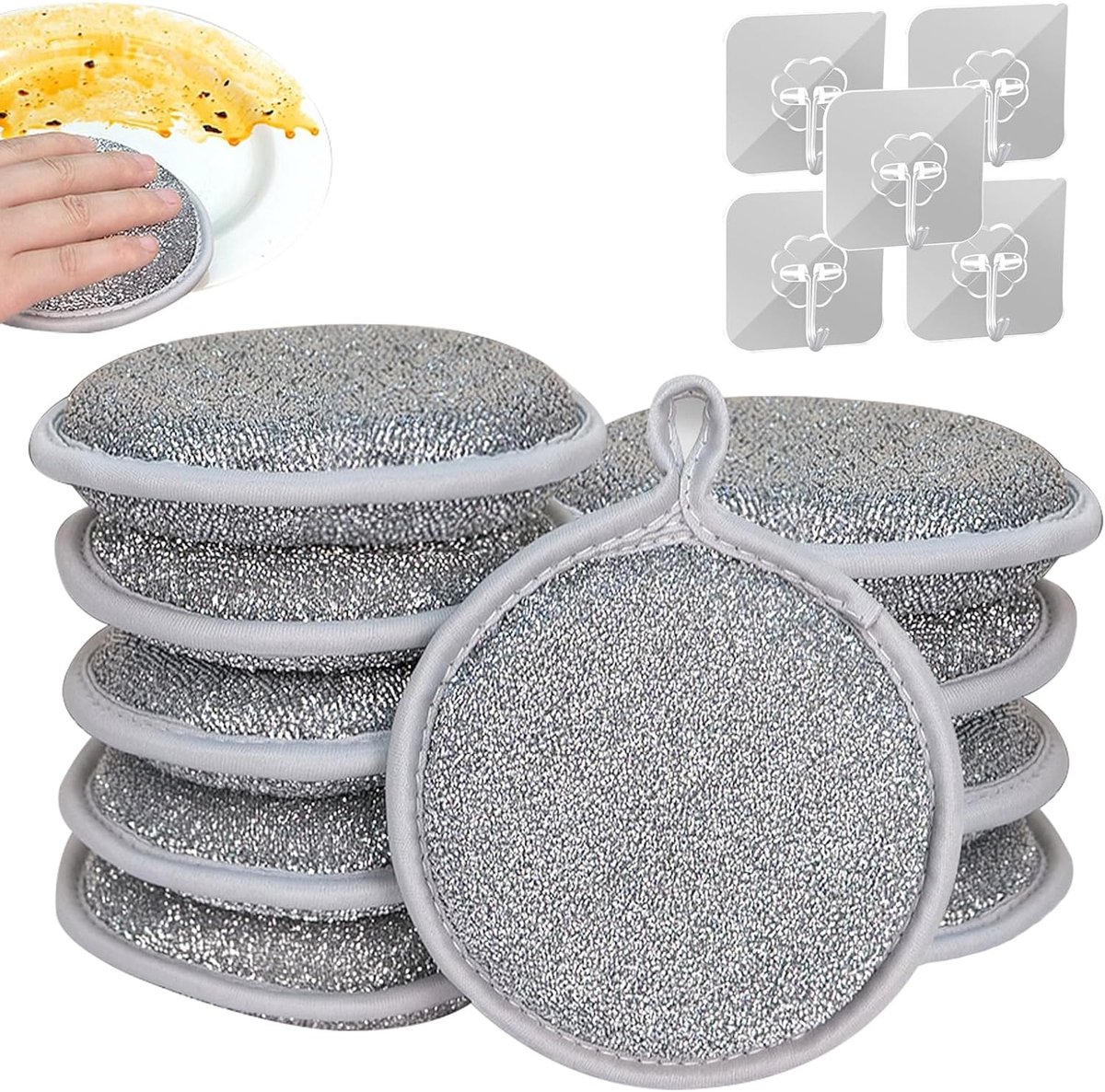 Multifunctionele Reinigingsdoeken Set voor Keuken, 10 Stuks Herbruikbare Doeken + 5 Haakjes, Ideaal voor Vaat en Keukenreiniging