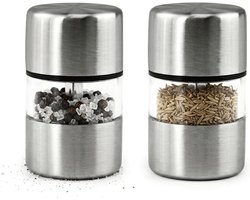 Set van 2 mini zout- en pepermolens met keramische maalschijven voor optimaal gebruik