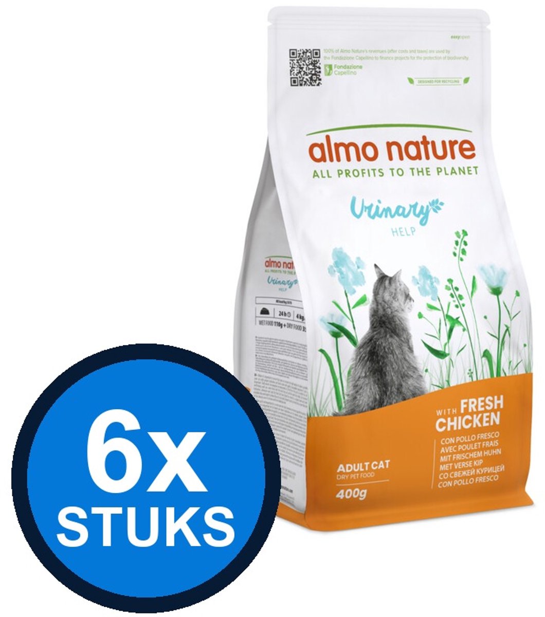 6x Almo Nature Functional cat urinary help kip 400gr