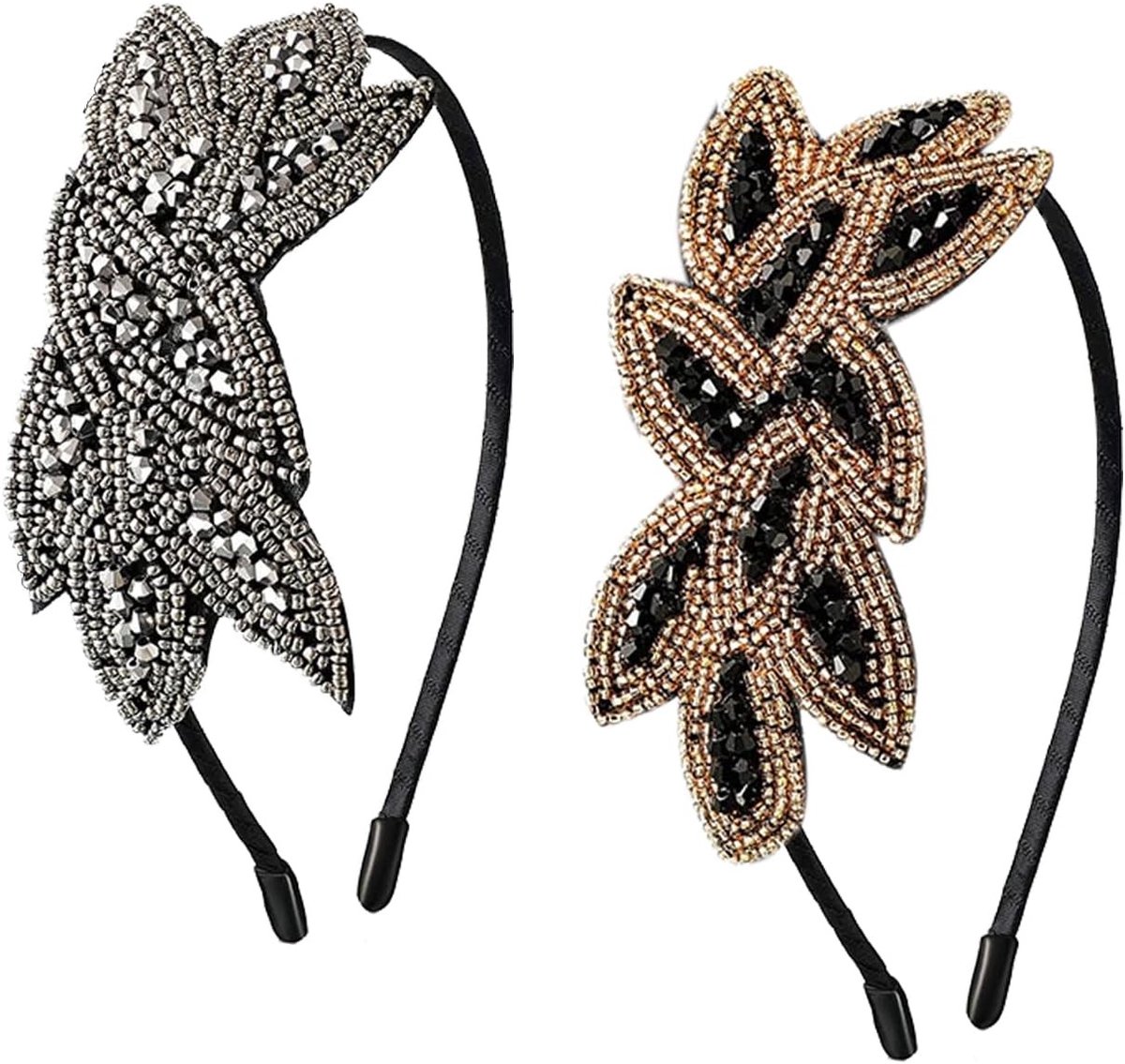 Vintage 1920s Flapper Hoofdbanden Set van 2, Perfect voor Prom, Retro Feest en Kostuumaccessoires