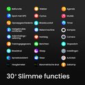 Een grid met 30+ iconen voor slimme functies van de smartwatch, zoals bellen, wekker, sport en bloeddruk.