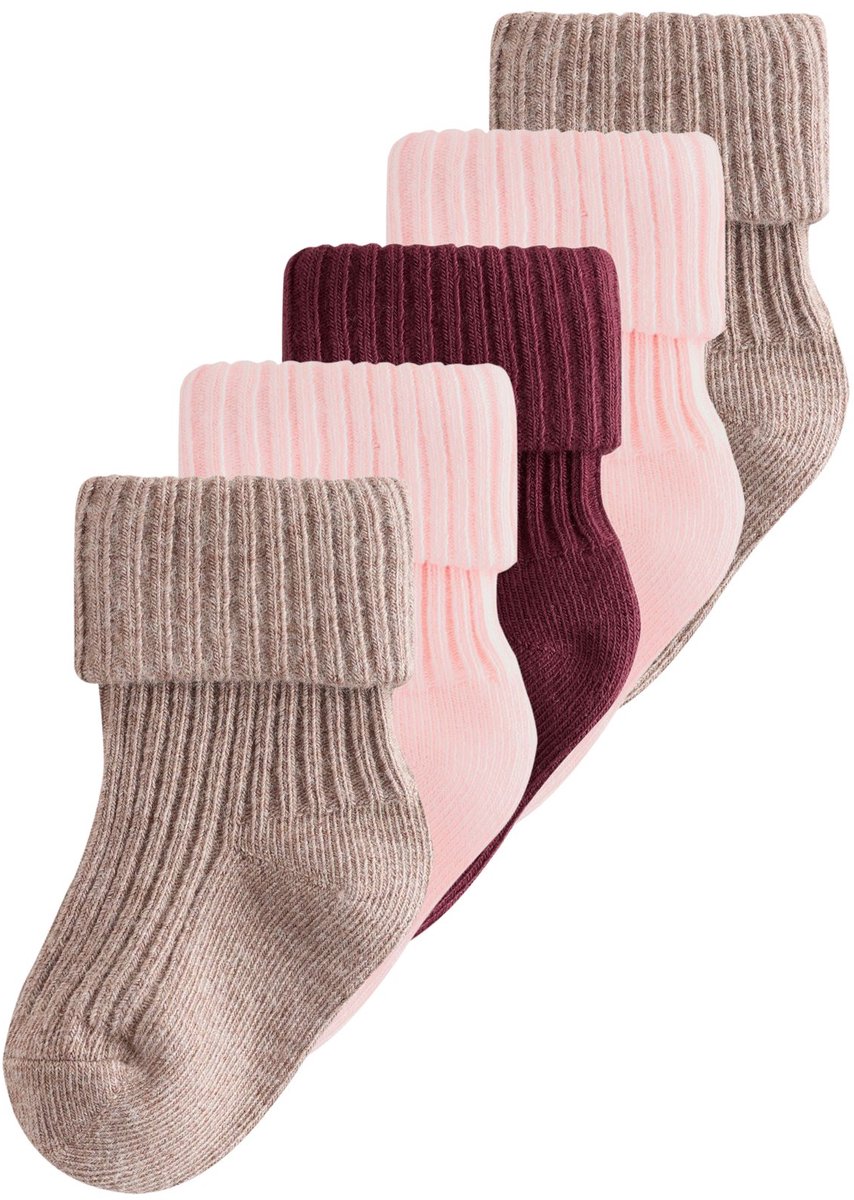 Next - Meisjes - Set van 5 paar babysokken met omslag - Roze