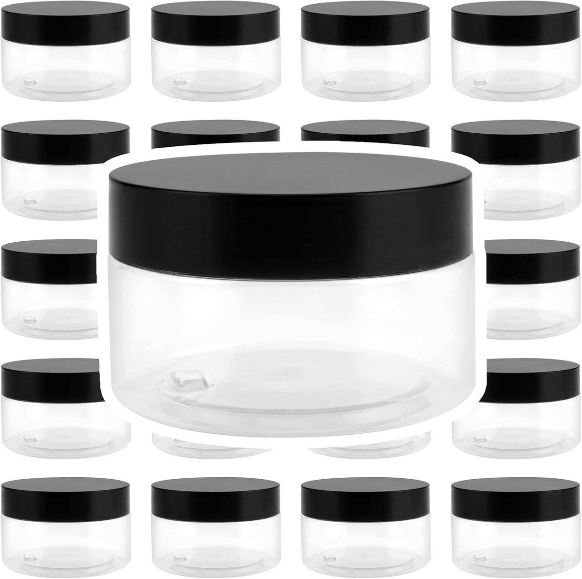24 Stuks 100ml Heldere Plastic Potjes met Deksel, Brede Opening voor DIY Kunst en Ambachten, Opslag van Kralen, Specerijen en Noten