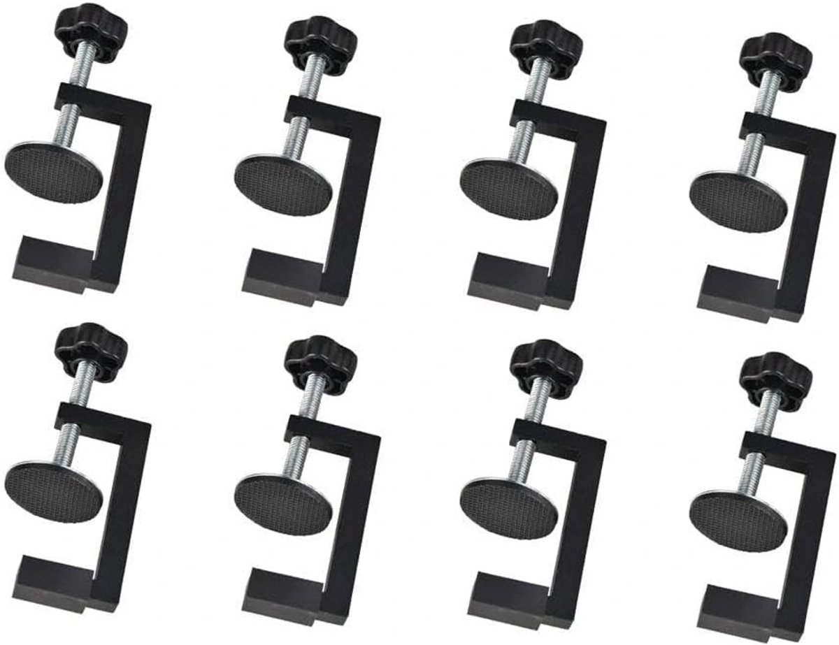 C-klemset - Zwart - 8-54 mm - Verstelbare Schroefklem met Antislip Rubberen Pad - Voor Houtbewerking en Lassen