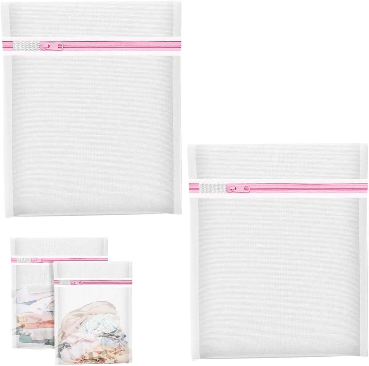 Grote Waszak - Wit - 90 x 90 cm - Duurzame Mesh Waszak voor Kleding