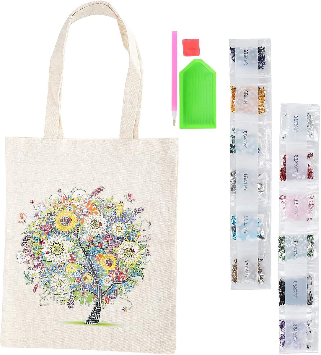 canvas draagtas met diamanten, 5D DIY Diamond Painting Tote tassen voor winkelen dagelijkse organisatie diamant kunst handtas (2)