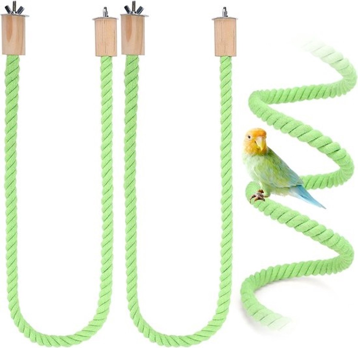 Set van 2 Knaagtouwen met Schommel voor Vogels - Trappen om te Klimmen en te Spelen