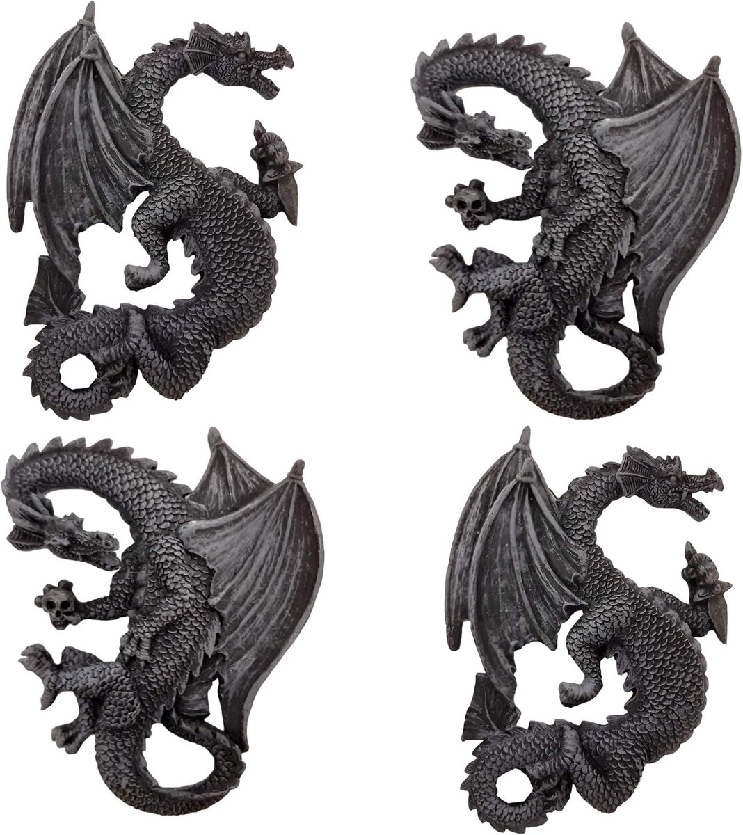 Draken Beeld Hangend - set van 4 draken fantasy gothic 15 cm | Inspiring Minds