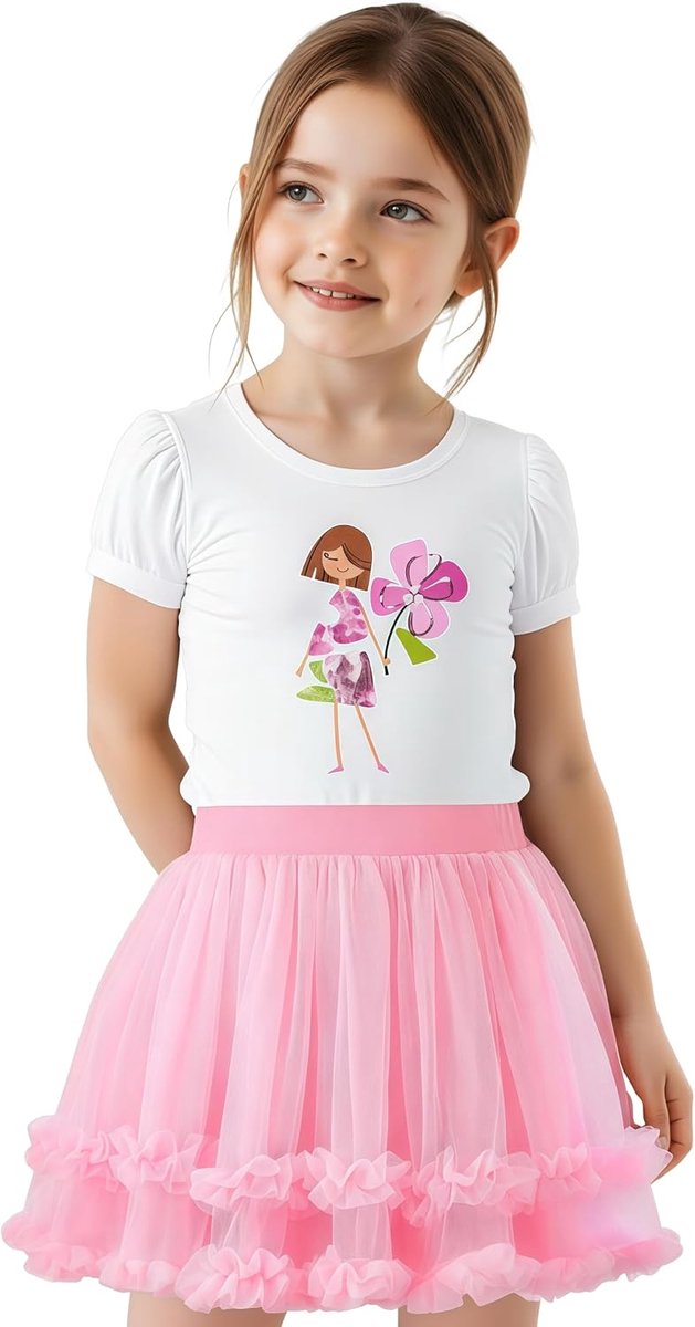 Tuturok voor meisjes, zachte pluizige 3-laags tule ruche rok voor peuter, baby, kinderen, casual feestkostuums 1-10 jaar