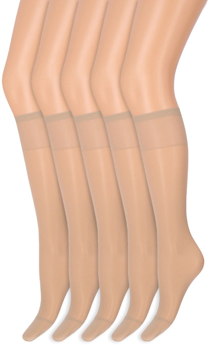 Marianne Kniekousen Met Soepele Boord | Perfecte Pasvorm | 20 Denier | Merk: Marianne | Maat: One Size | Kleur: Sekt | 5 Paar Beige