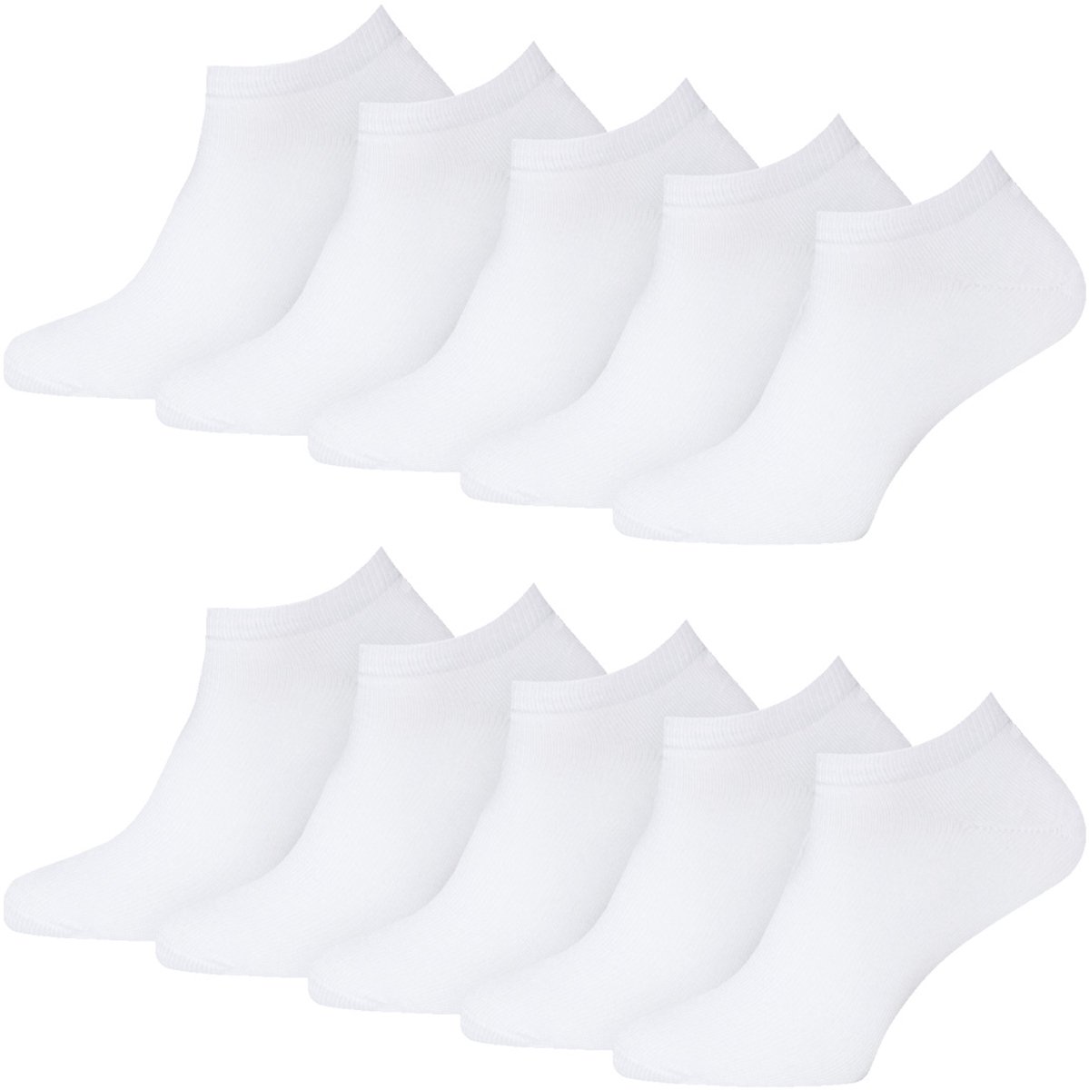 10 Paar - Unisex Sneakersokken - Katoen - Gianvaglia - Wit