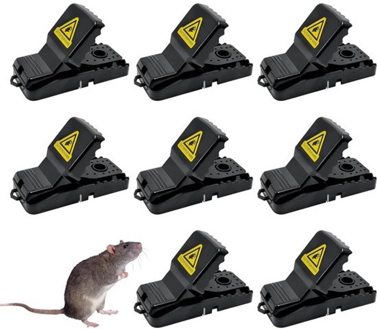 8 stuks muizenval, herbruikbare clip-rattenval, zeer gevoelige gespstructuur, professionele val met aas, muismat voor keukens, tuinen, magazijnen, kelders en meer