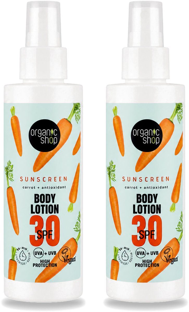 2 x Organic Shop - Zonnebrandcrème SPF 30 - Bescherming tegen de Zon - 150 ml - Voordeelverpakking - 2 stuks