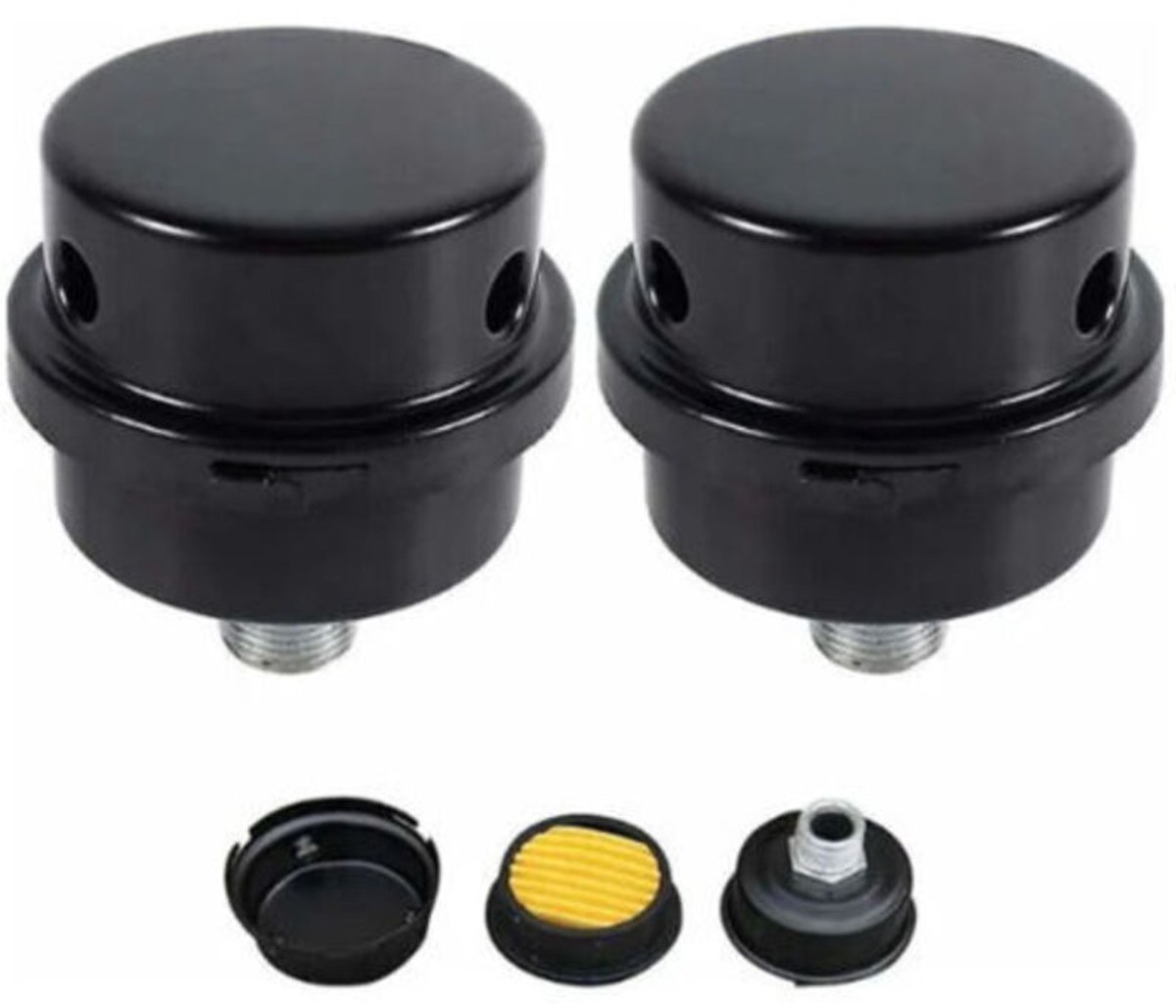 Geluidsarme luchtcompressorfilters, 2 stuks, 3/8 inch buitendraad, geschikt vooralen behuizing, 16 mm.