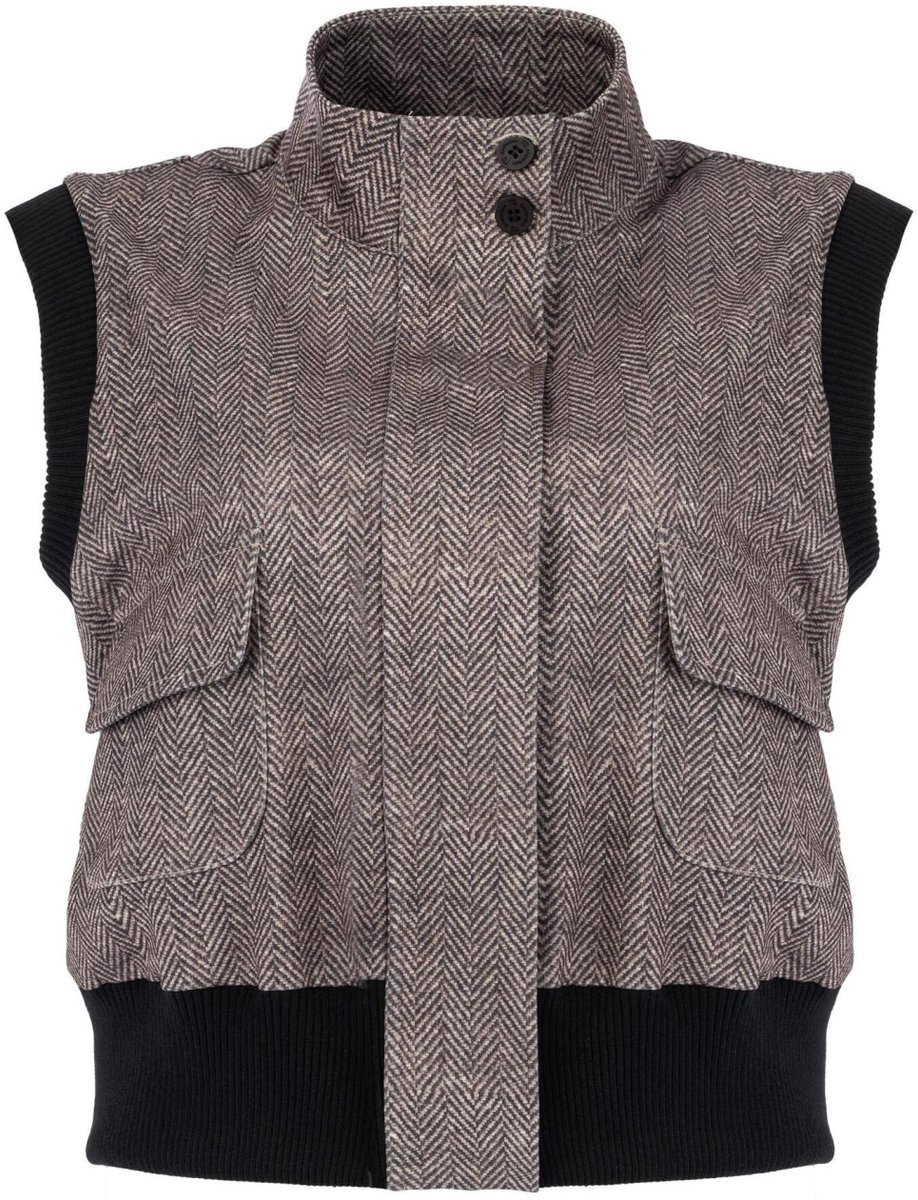 TQ Amsterdam Gilet Maritha Herringbone 26fw 00tq245ae Dark Brown Dames Maat - M