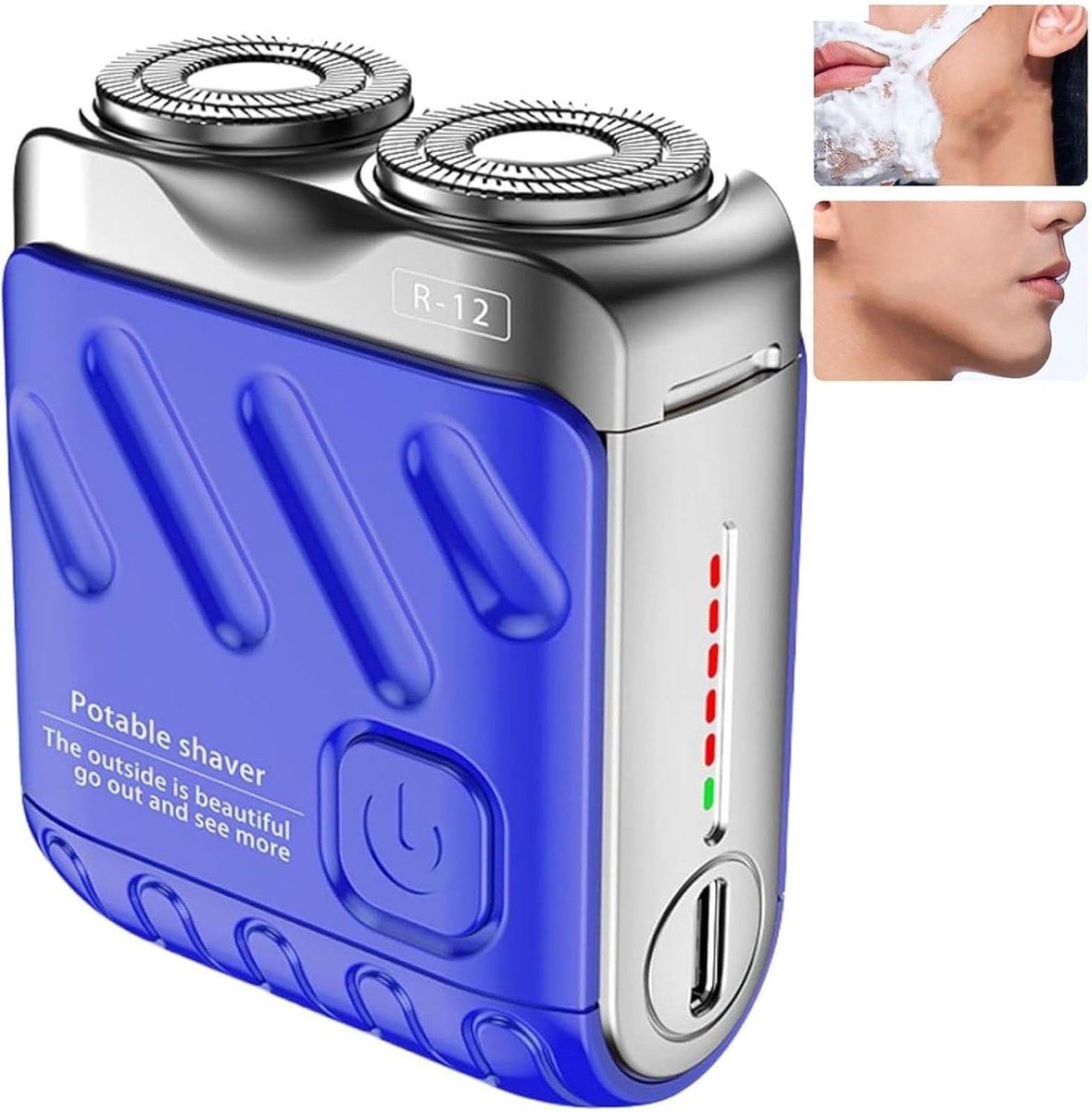 Scheerapparaat, mini-zakformaat, Cool Shaver voor mannen, 7 nat en droog scheren, draadloos scheerapparaat - (blauw, één maat)