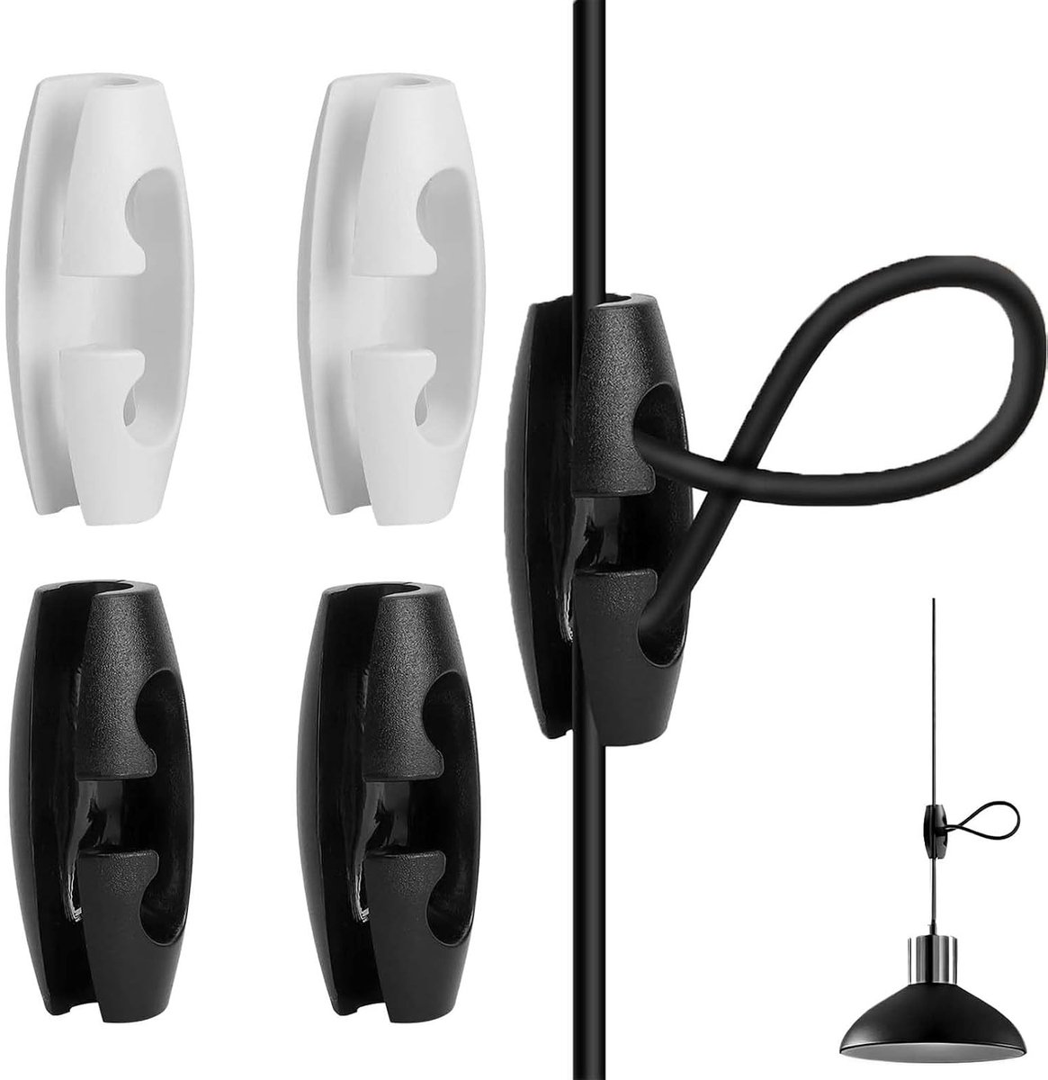 Set van 4 Kabelverstellers voor Hanglampen - Kabelbuckle, Draadconditioner en Lengteaanpasser voor Verlichting | Geschikt voor Ø 6.5–7.5 mm Kabels